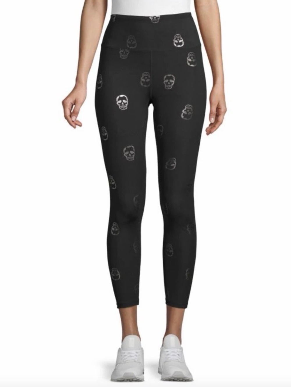 High-Waist Nanette Lepore Silver Skull Print Leggings – Size L